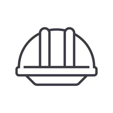 Construction helmet  vector line icon, sign, illustration on white background 库存插图