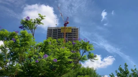 Construction of a high-rise building. Construction crane Stock Footage 276904730