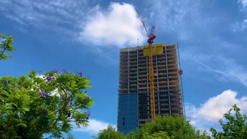 Construction of a high-rise building. Construction crane Stock Footage 276904731