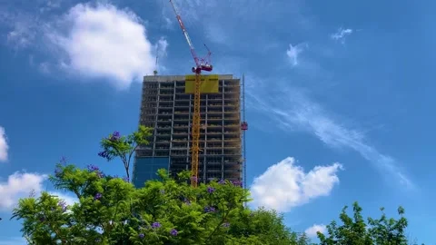 Construction of a high-rise building. Construction crane Stock Footage 276904734