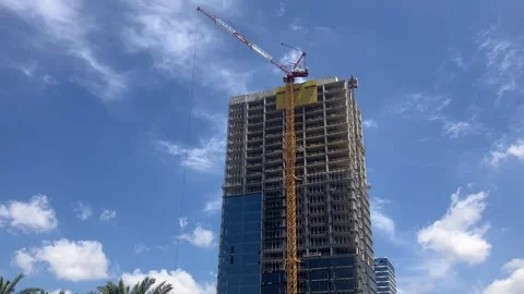 Construction of a high-rise building. Construction crane Stock Footage 276904747