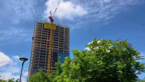 Construction of a high-rise building. Construction crane Stock Footage 276904748