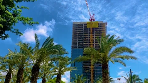 Construction of a high-rise building. Construction crane Stock Footage 276904749