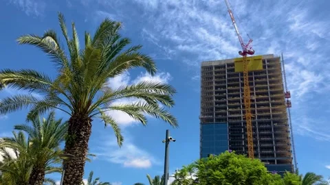 Construction of a high-rise building. Construction crane Stock Footage 276904751
