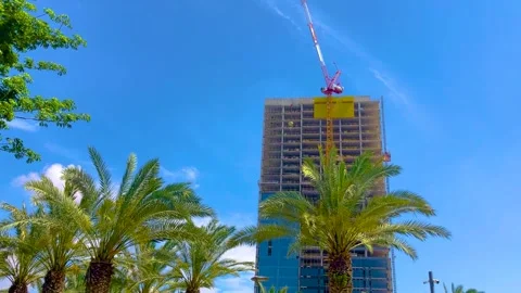 Construction of a high-rise building. Construction crane Stock Footage 276904762