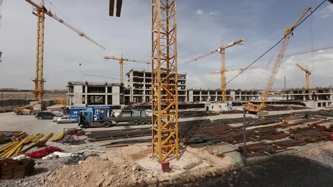 Construction of high-rise buildings 38 Video stock 318949641
