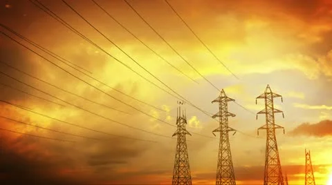 Construction of high voltage towers, Seamless Loop Video stock 11357423
