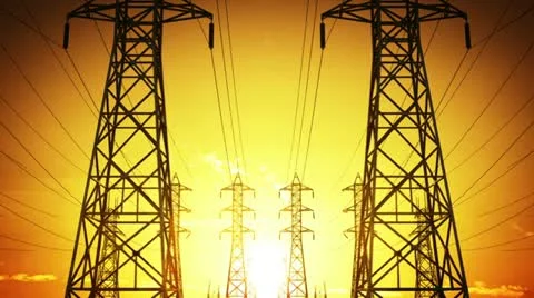 Construction of high voltage towers, Seamless Loop Stock Footage 11363787