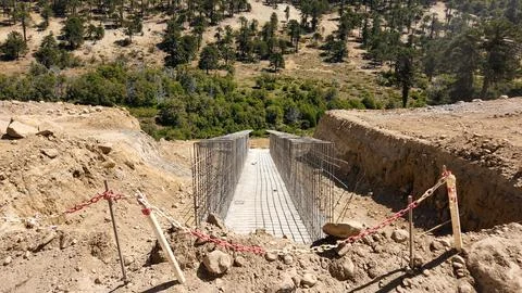 Construction - Highway bridge assembly. Stock Photos