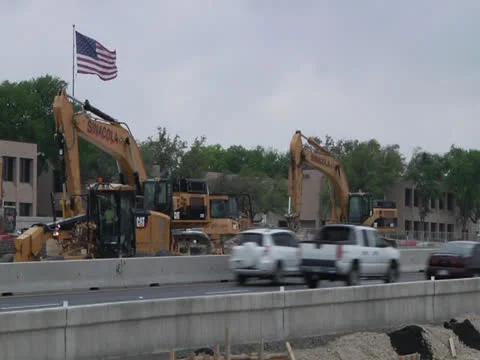 Construction on Highway Stock Footage