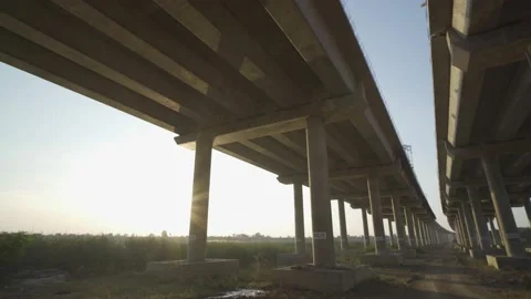 The construction of highway installation Stock Footage 145982947
