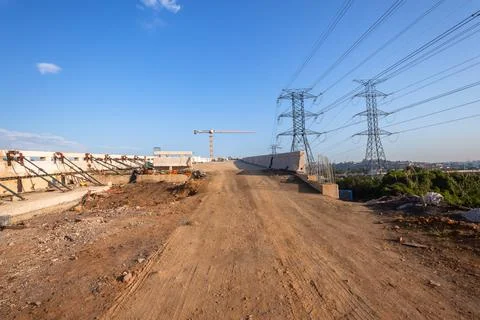 Construction Highway Junction New Overpass Stock Photos