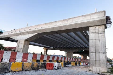 Construction of highway overpass bridge infrastructure in progress Stock Photos