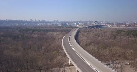 Construction of a highway passing over Letos and the river Stock Footage 127215834