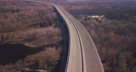 Construction of a highway passing over Letos and the river Stock Footage 127215982