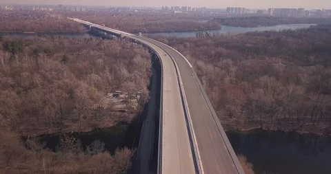 Construction of a highway passing over Letos and the river Stock Footage 127216043