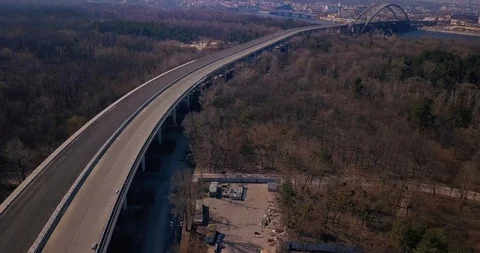 Construction of a highway passing over Letos and the river Stock Footage 127216081