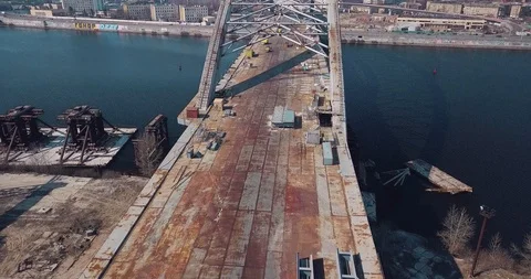 Construction of a highway passing over Letos and the river Stock Footage 127216098