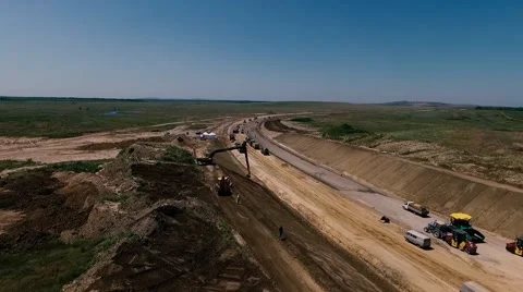 Construction of Highways. Aerial view Stock Footage 64907475