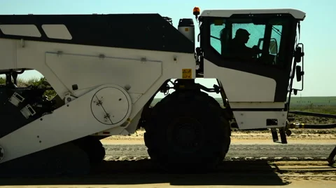 Construction of highways . Road construction machinery Stock Footage 64909385