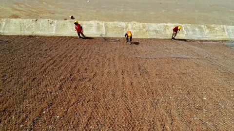 Construction Hillside Reinforcement Stock Footage 336863430