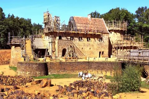 Construction of a historic castle Stock Photos