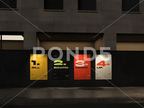 Construction Hoarding Posters Mockup PSD Template