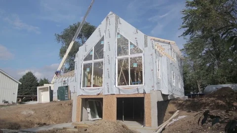 Construction Home In Progress 3 Stock Footage 79023818