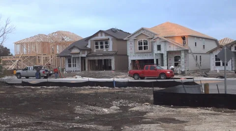 Construction of Homes Stock Footage 34377217