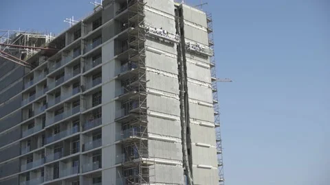 Construction of a hotel on the ocean, night Video stock 152162141
