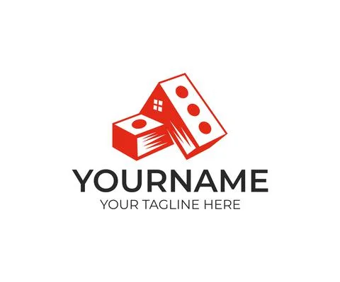 Construction, house and bricks, logo design Stock Illustration