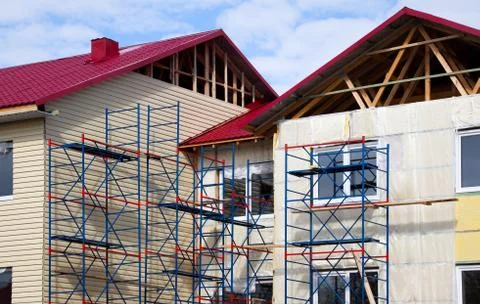 Construction of the house. façade Stock Photos