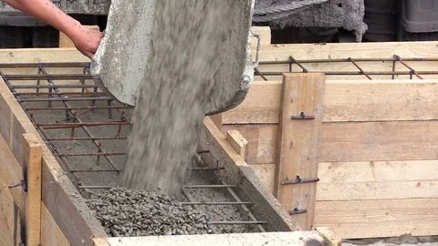 Construction of a house, foundation installation Stock Footage 83238650