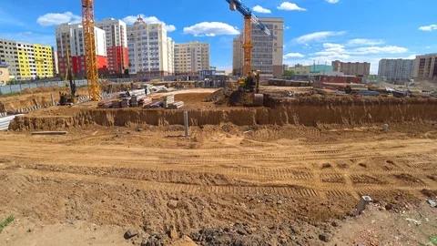Construction house, installation foundation. Stock Footage 111419249