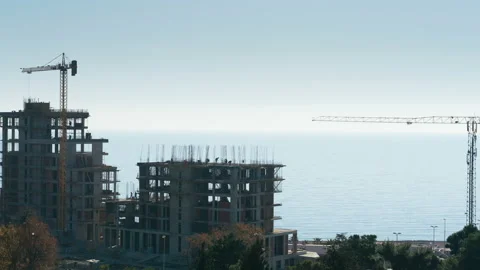 Construction of a house by the sea Stock Footage 123165632