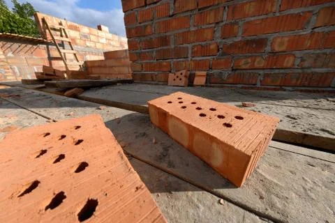 Construction house structure made from cement and bricks Stock Photos