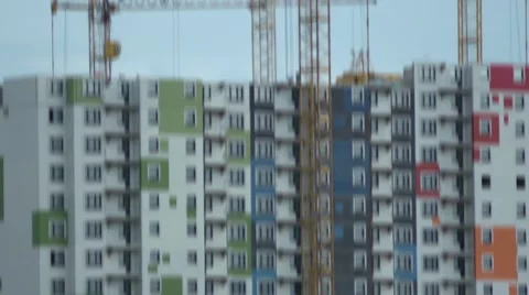 Construction of Houses and Cranes Stock Footage 57141985