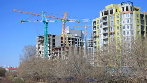 Construction of houses Stock Footage 89863774