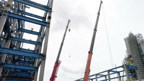 Construction of a huge factory Stock Footage 138255095