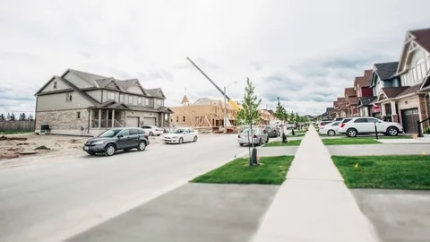 Construction hyperlapse with crane Stock Footage 76202973