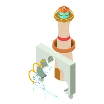 Construction icon isometric vector. Arch project and lighthouse building icon Ilustración de archivo