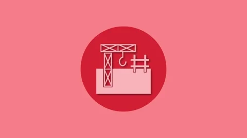 Construction icon red color simple shape circle animation Vidéo 279006074