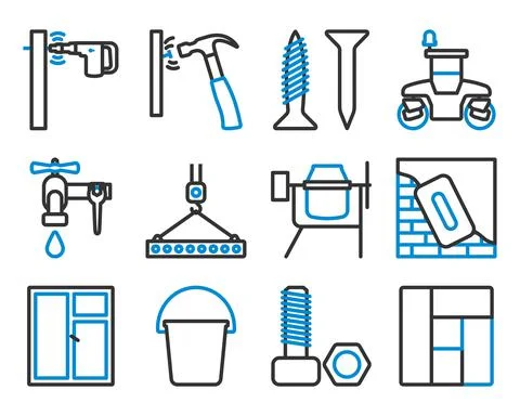 Construction Icon Set Stock Illustration