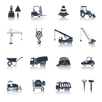 Construction Icons Black Stock Illustration