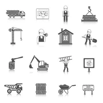 Construction Icons Black Stock Illustration