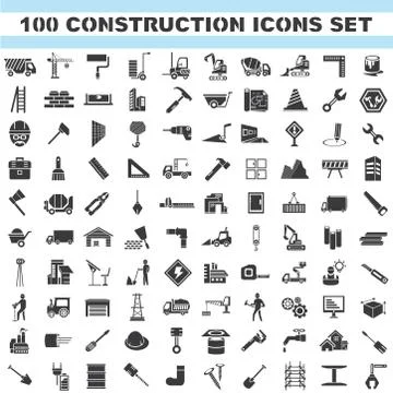 Construction icons, engineering tools icons Stock Illustration
