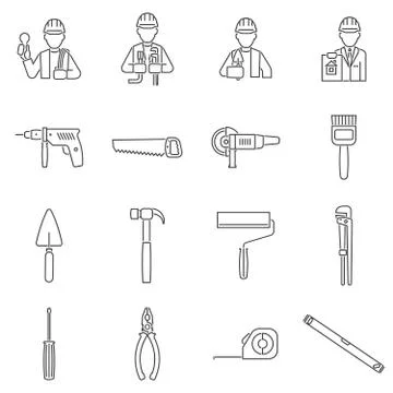 Construction Icons Line Illustrazione stock
