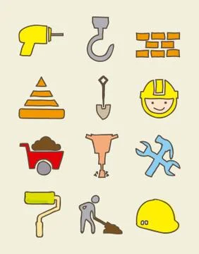 Construction icons over biege background. vector illustration Stock Illustration