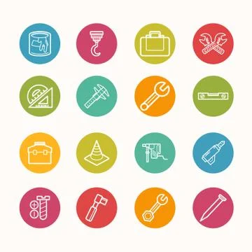 Construction  icons set circle series - eps.10 Stock Illustration