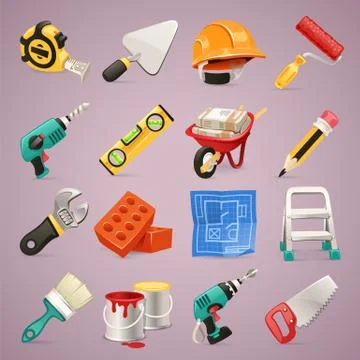 Construction icons set Stock Illustration